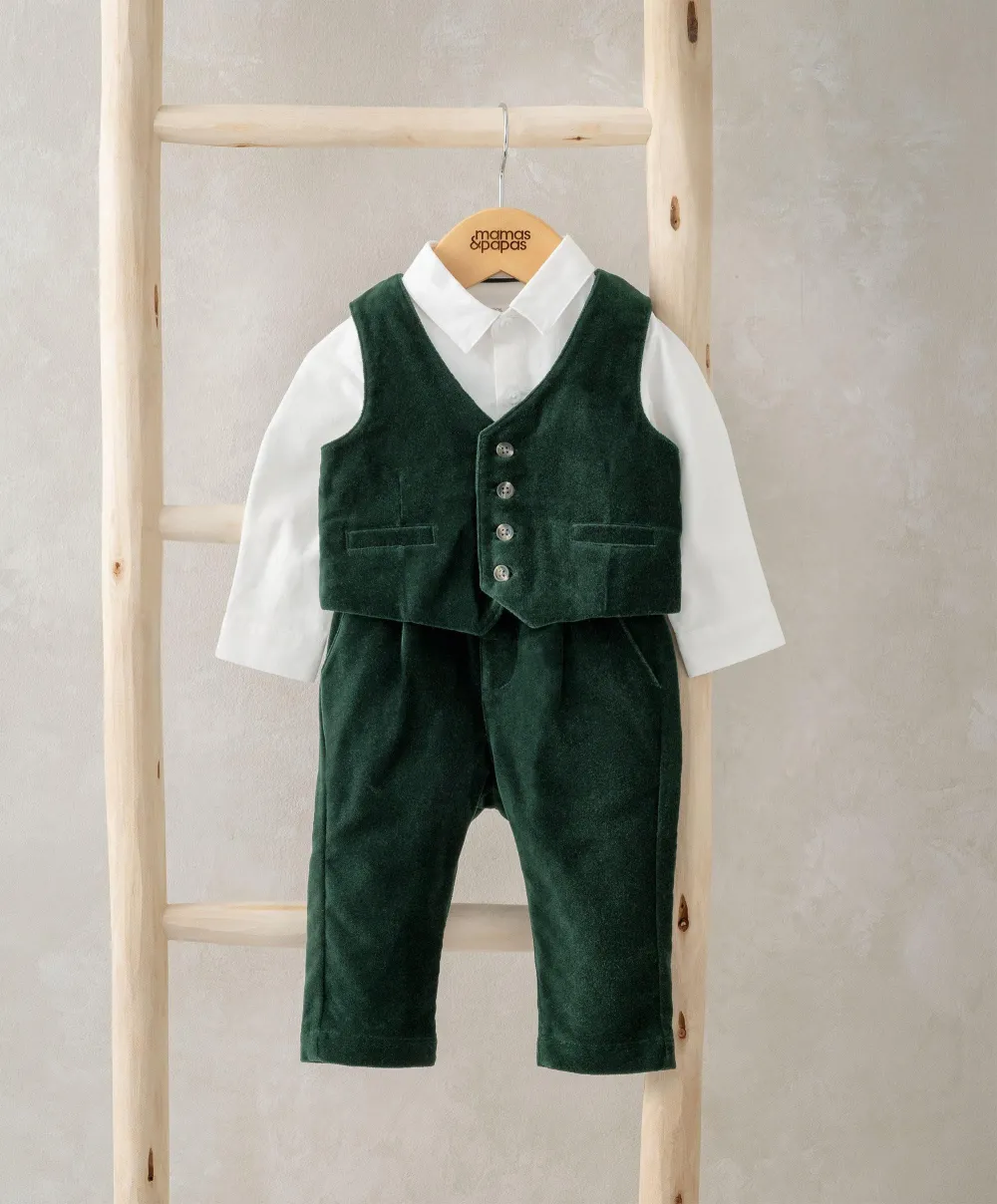 Velour Suit Set (3 Piece) - Emerald Green