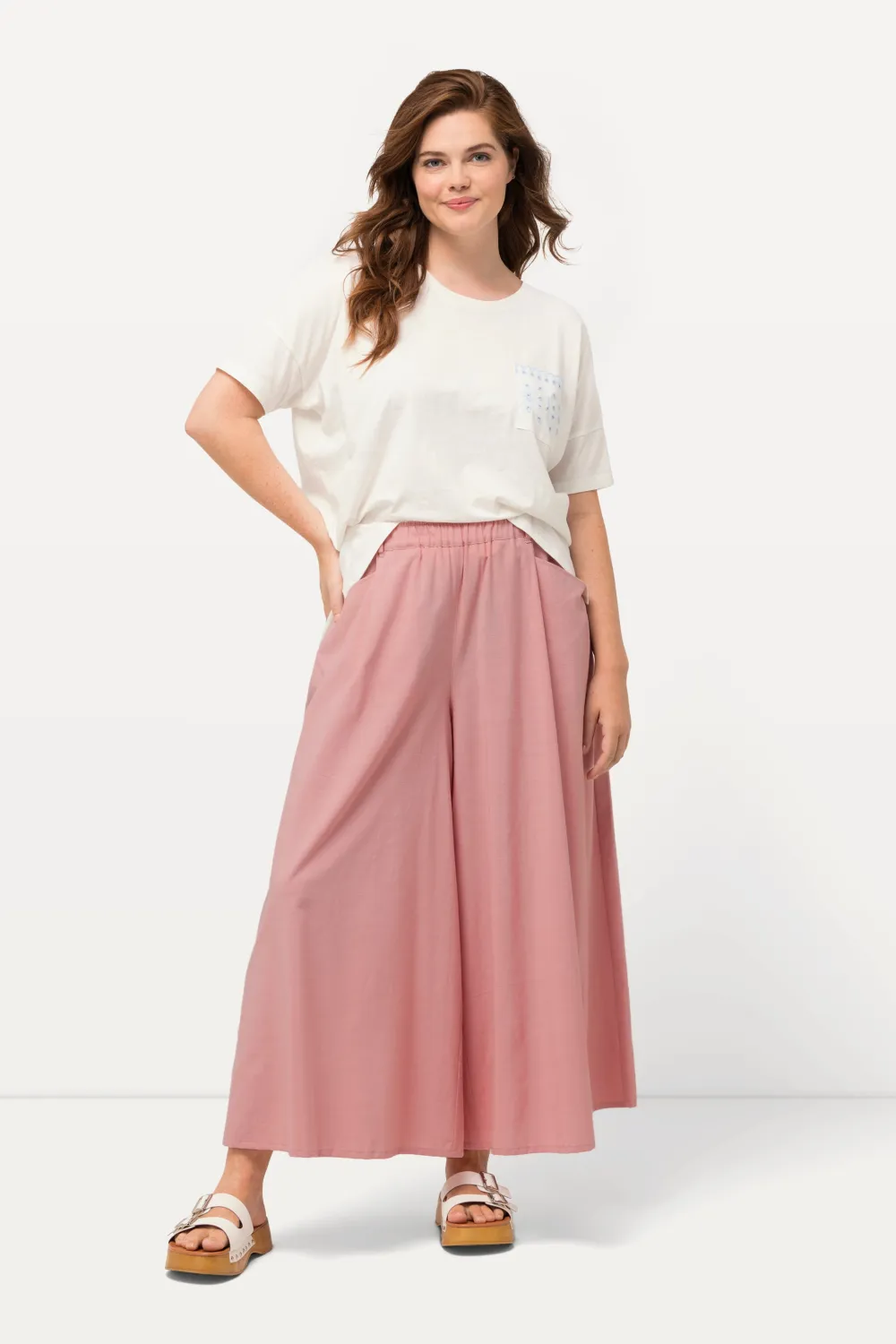 7/8-Hose weites Bein Elastikbund Biobaumwolle