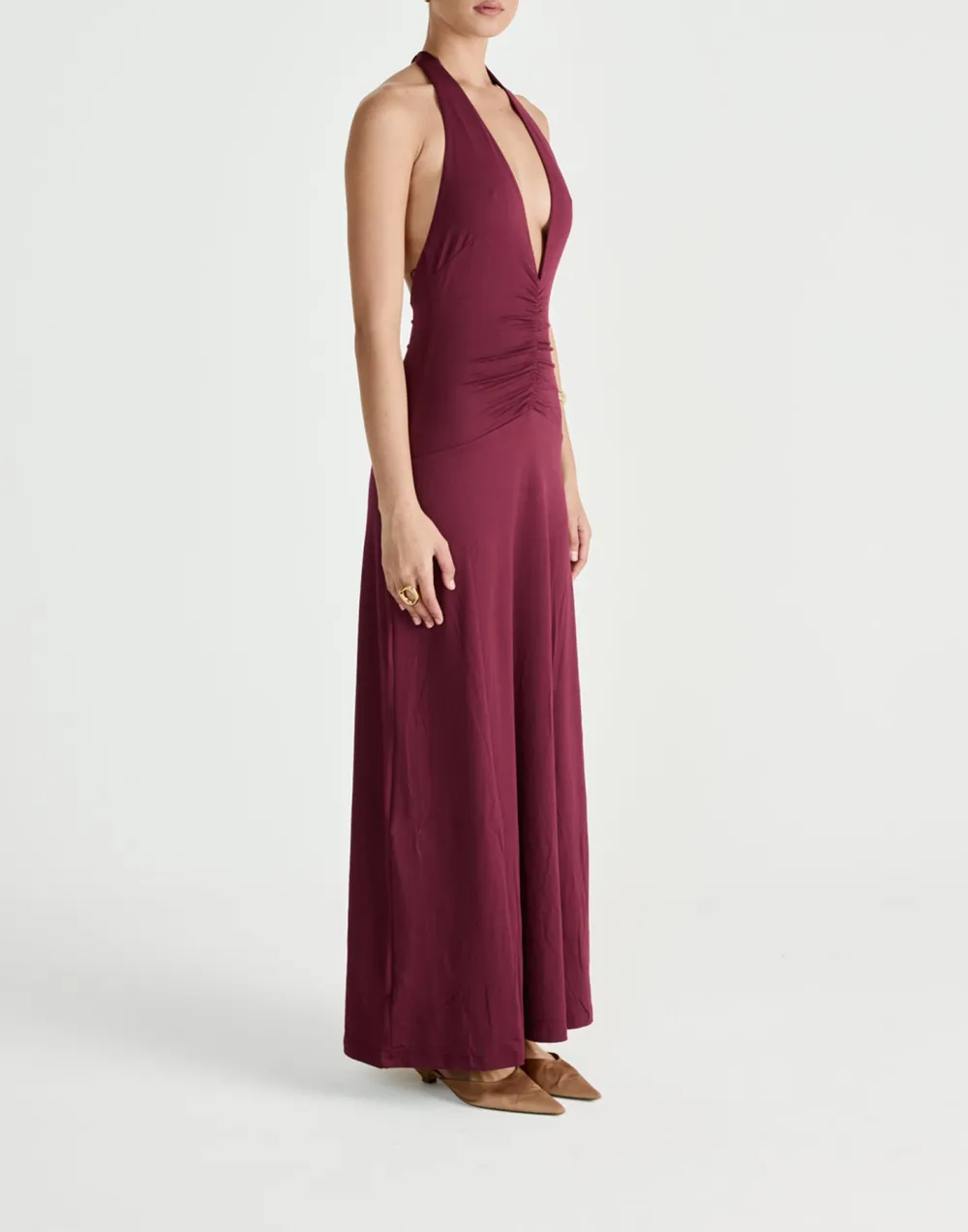 High-End Drape Halter Dress