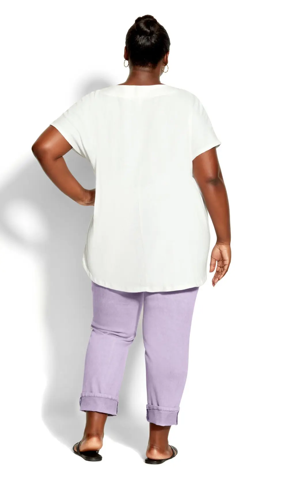 Evans Purple Embroidered Turn Up Denim Jean