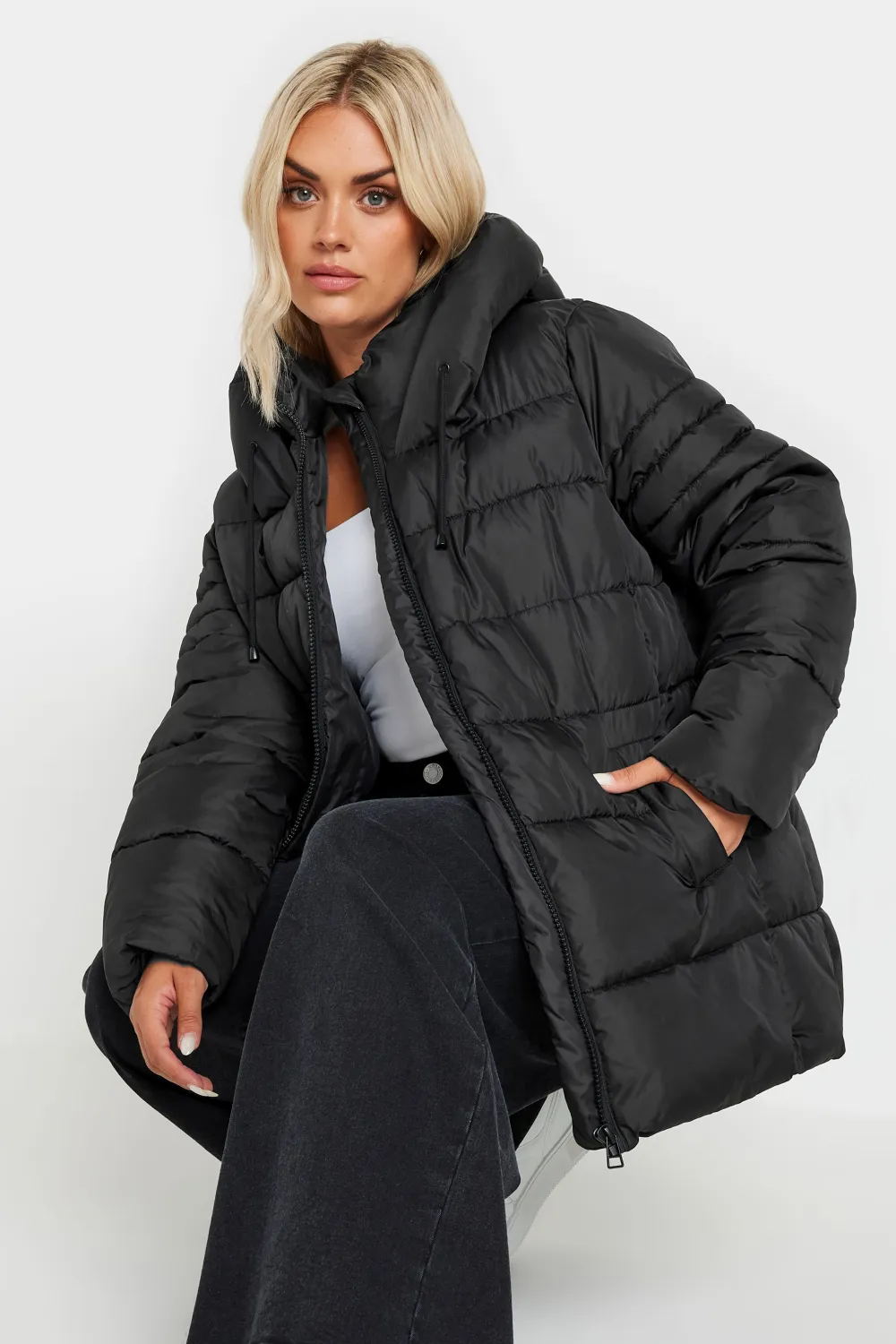 YOURS Curve Ivory White Sporty Puffer Coat