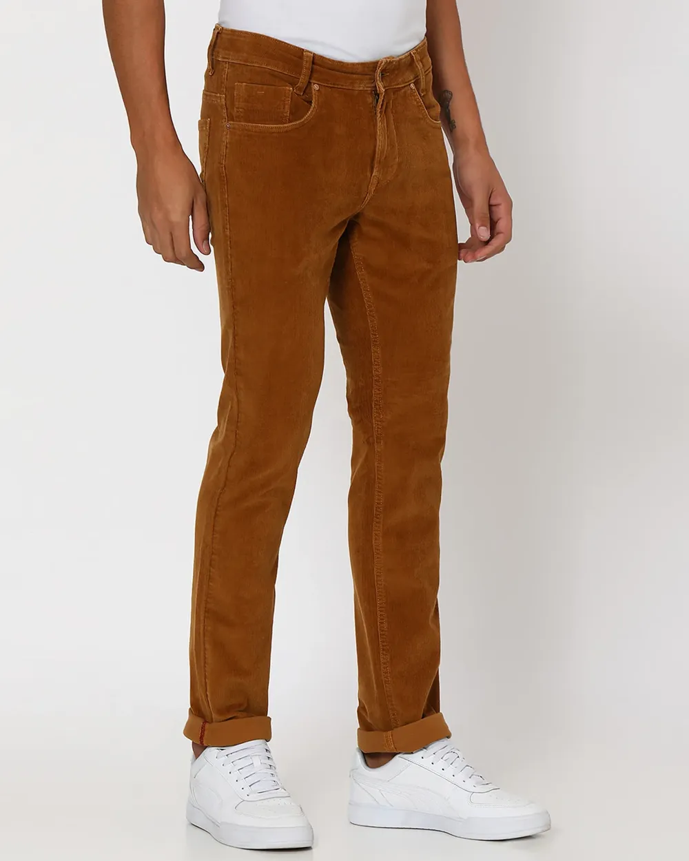 Classic Versatile Slim-Fit Straight-Leg  Khaki Trousers