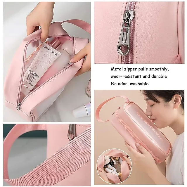 Clear Makeup Bag Waterproof Washing Cosmetic Bag With Zipper Handle Large Capacity Skin Care Products Travel Finishing Storage Bag