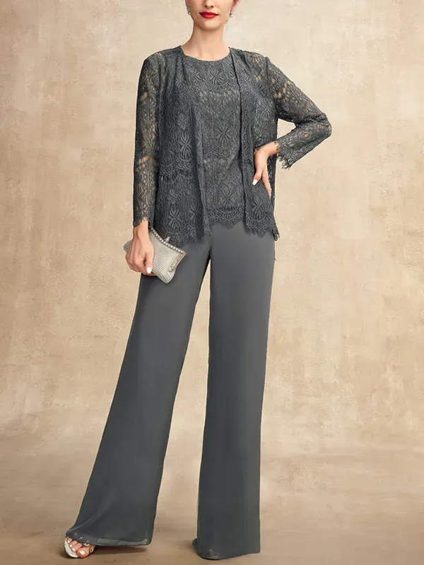 Lace vest top trousers three-piece suit
