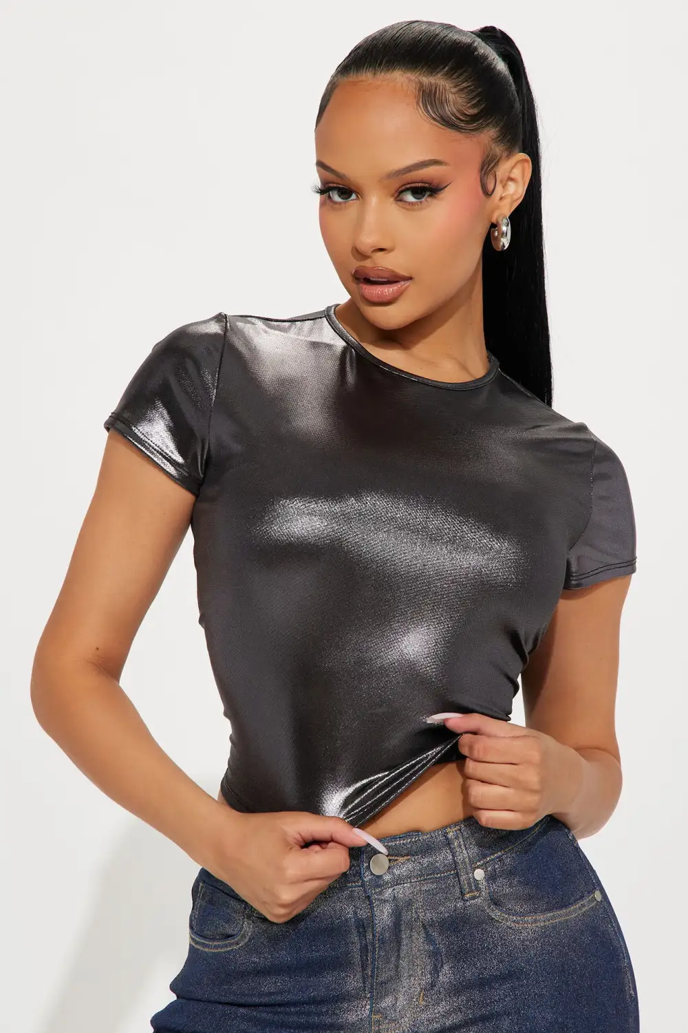 It Girl Metallic Top - Silver