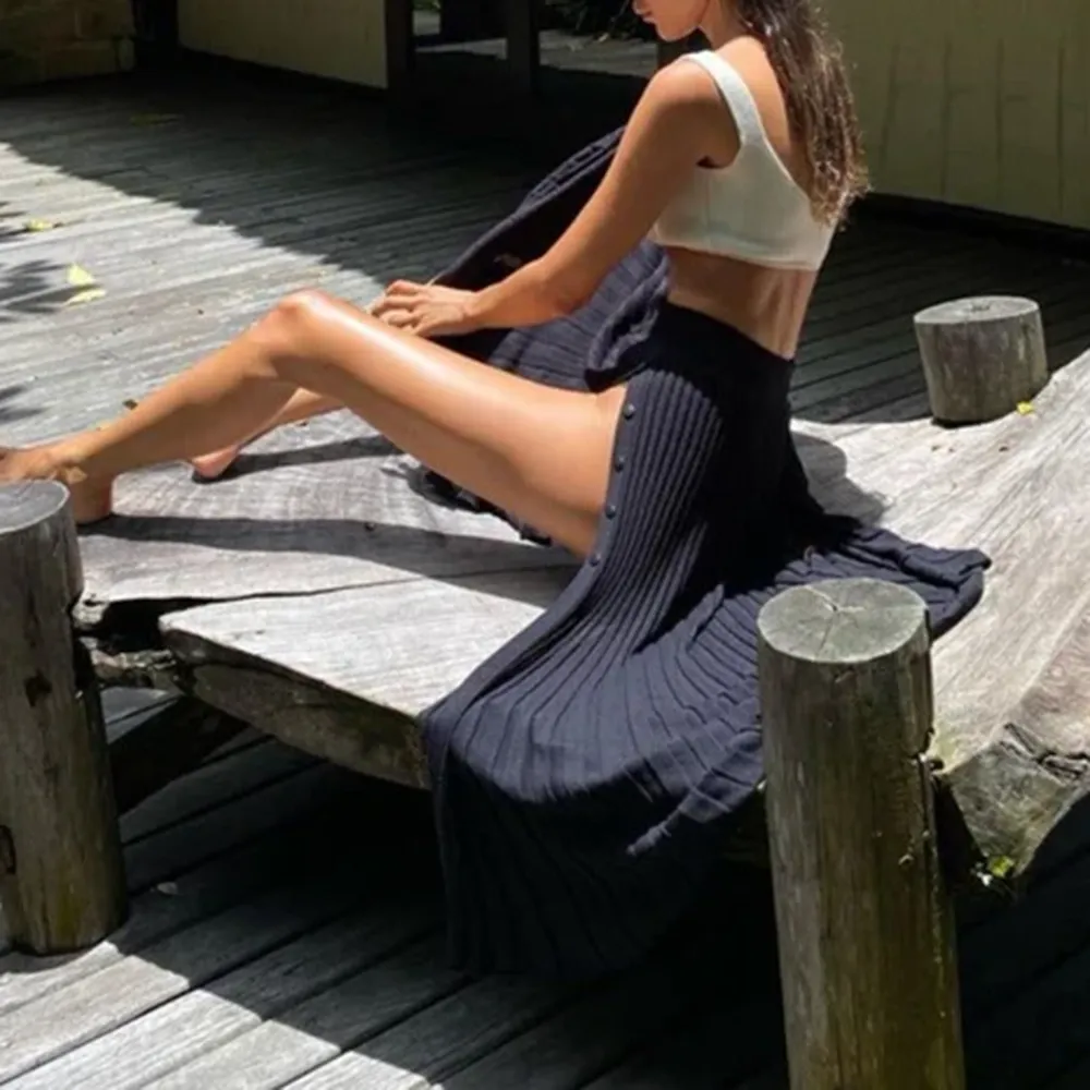 Sweater Cropped Top Midi Skirt Two-Piece Set