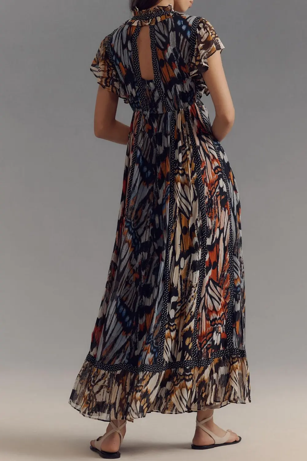 Short-Sleeve V-Neck Midi Dress