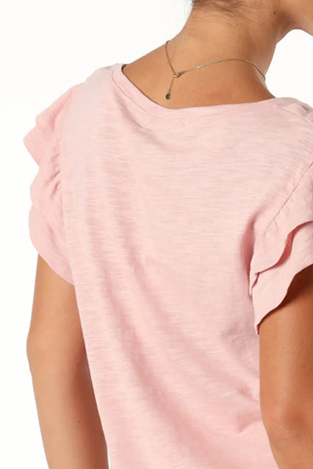 DUSTY PINK FRILL SLEEVE TEE