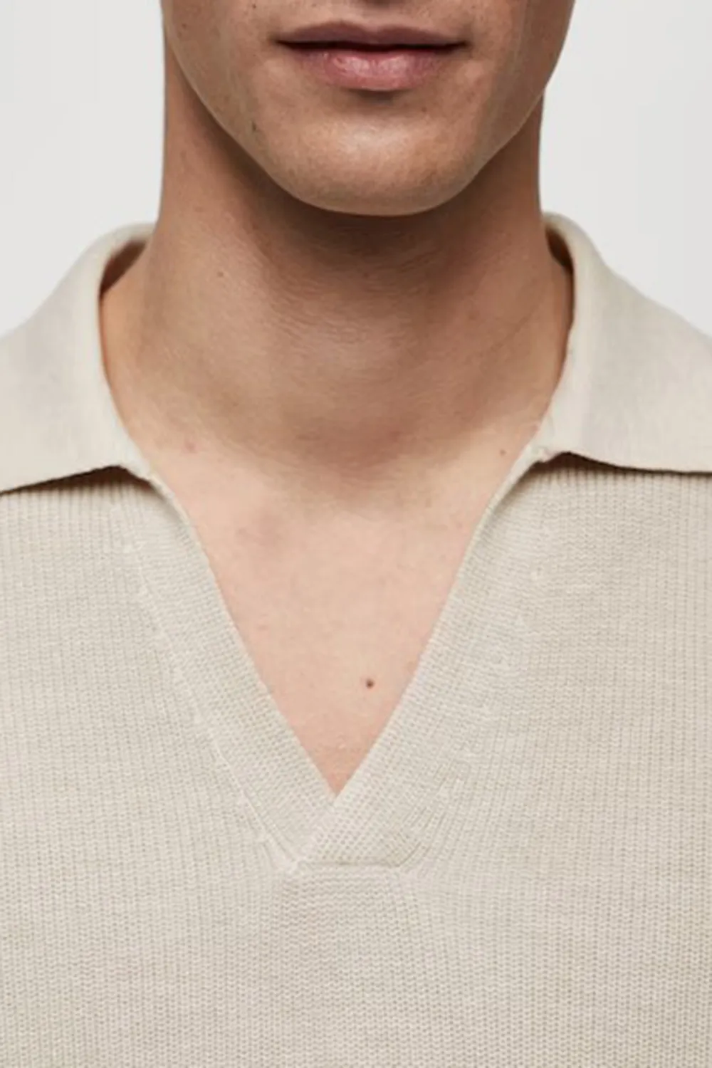 Ribbed Knit Polo Shirt