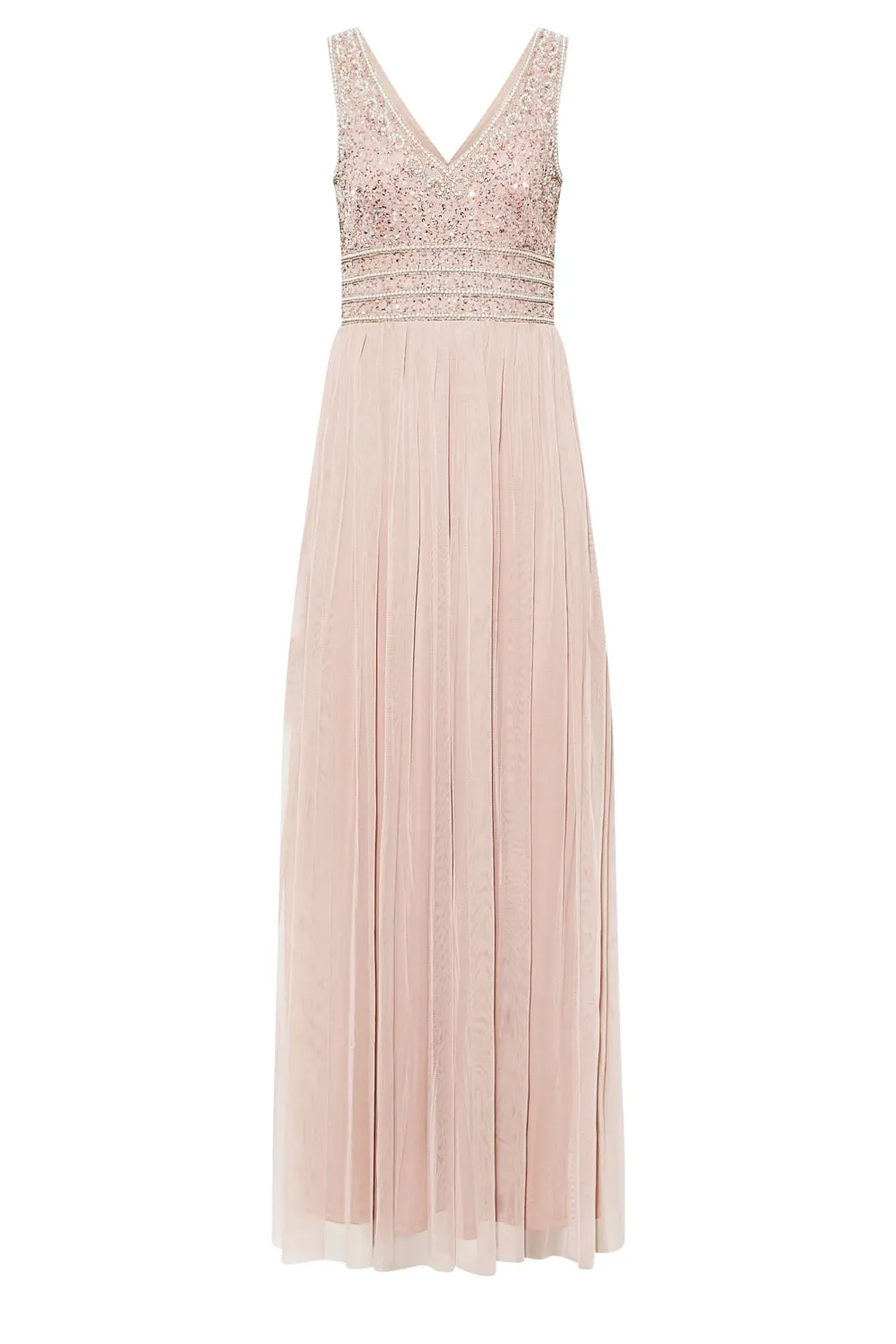 LTS Tall Blush Pink Sequin Hand Embellished Maxi Dress