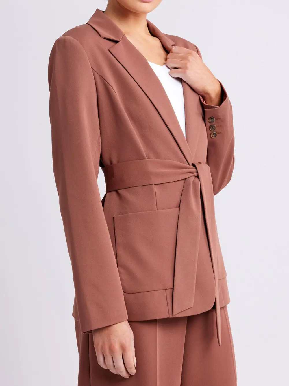 Tie Front Blazer Pink