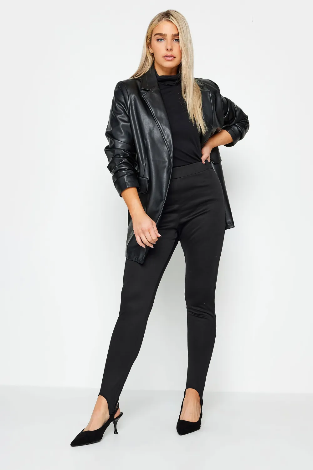 M&Co Black Ponte Stirrup Leggings