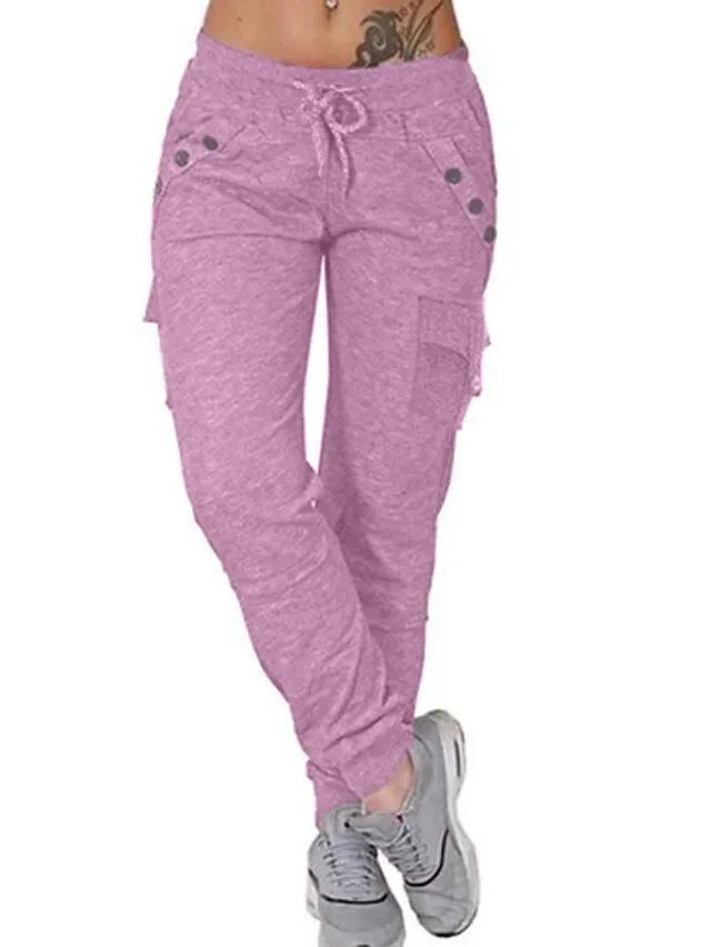 Women's Sweatpants Joggers Cargo Pants Blue Pink Light Grey Mid Waist Casual / Sporty Athleisure Leisure Sports Weekend Full Length Comfort Plain S M L XL 2XL