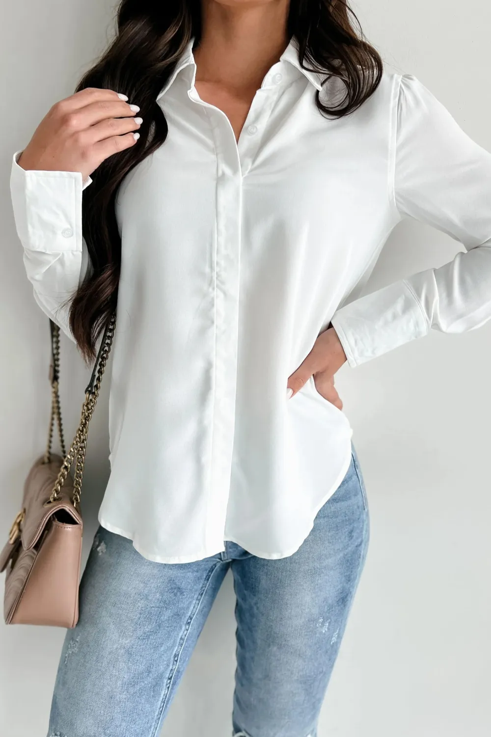 Crepe Covered Placket Dress Shirt