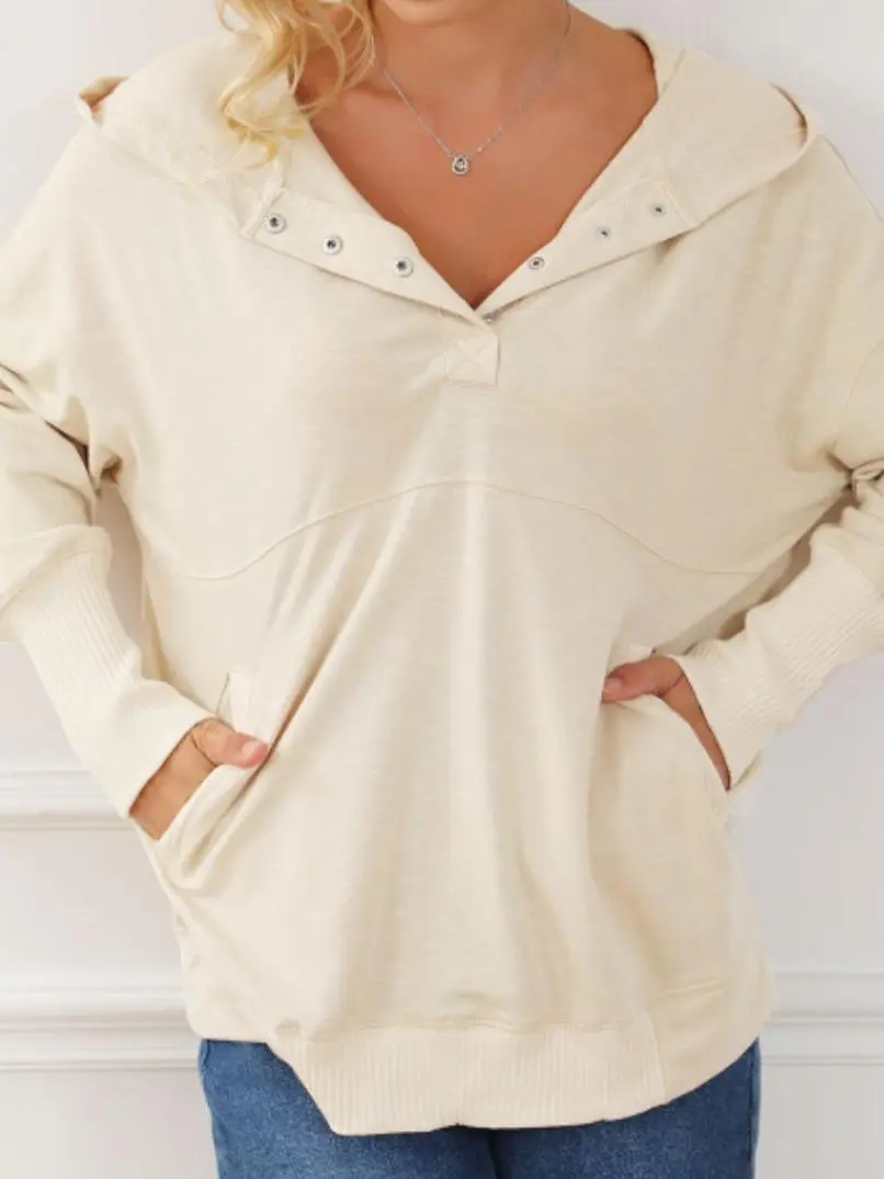Classic Casual Simple Cream  Hoodie