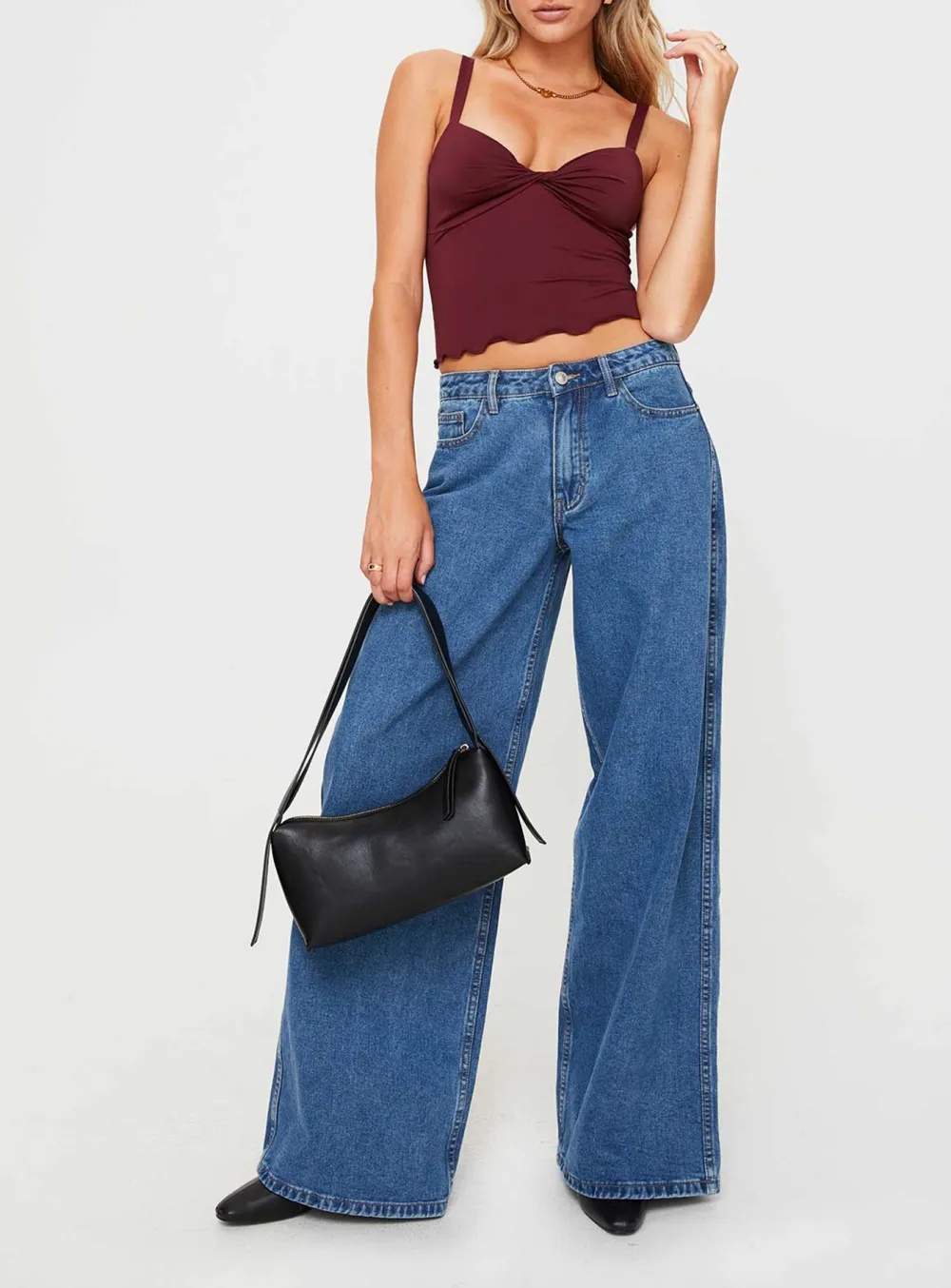 Grey Crisscross Strap Crop Top