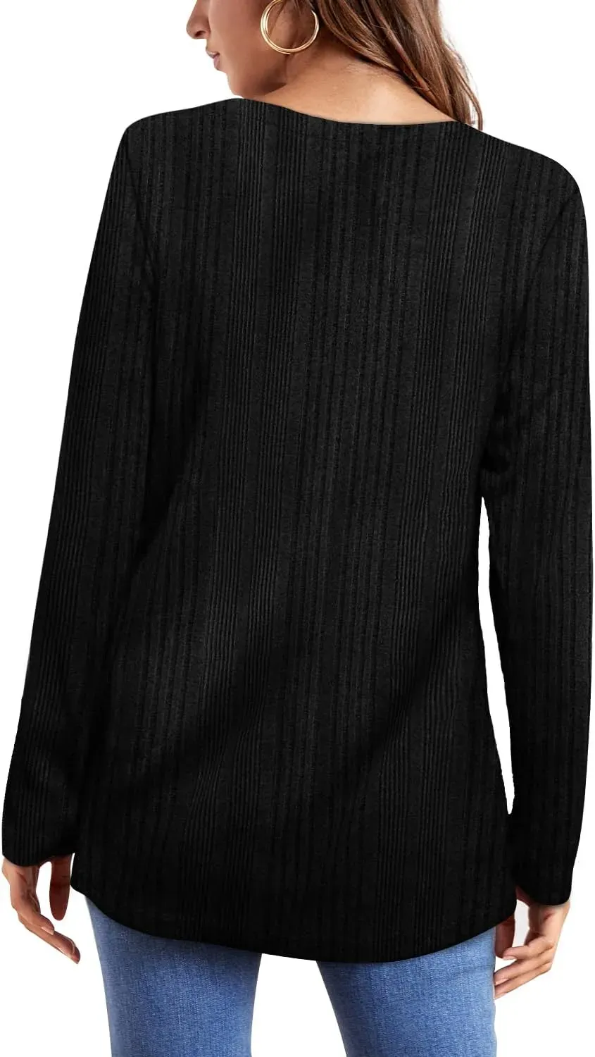 OFEEFAN Long Sleeve Shirts for Women Lightweight Crew Neck Casual Tunic Tops