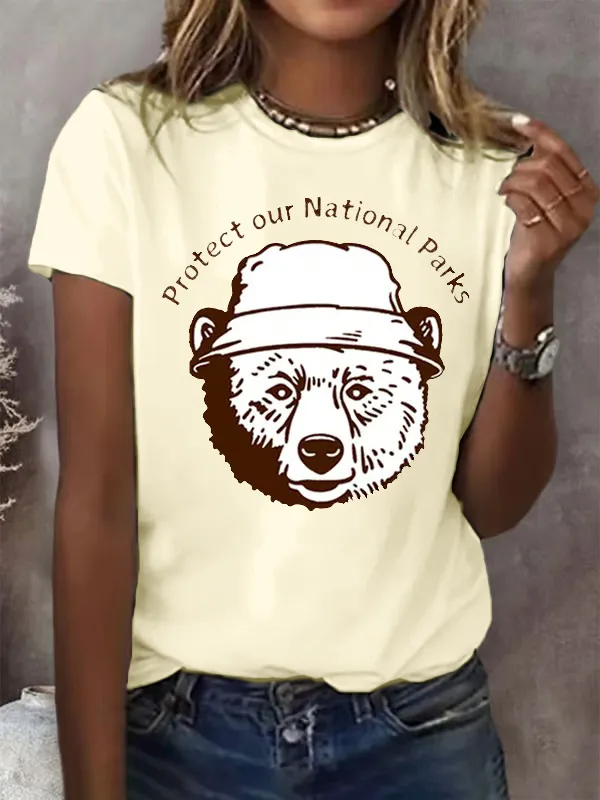 T-Shirt Women Protect Our National Parks Print Crewneck T-Shirt Art Print