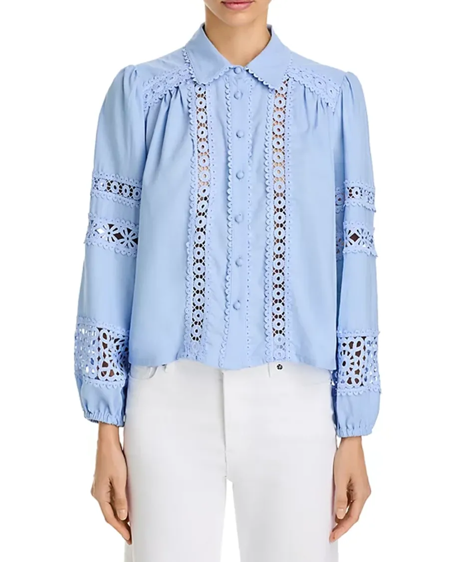 Long Sleeve Lace Button Up Shirt