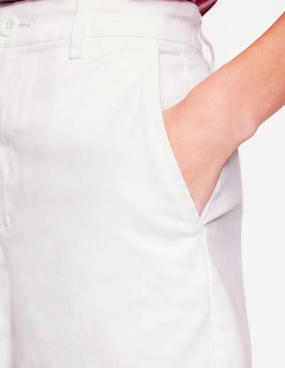 White and Pink Striped Chino Shorts