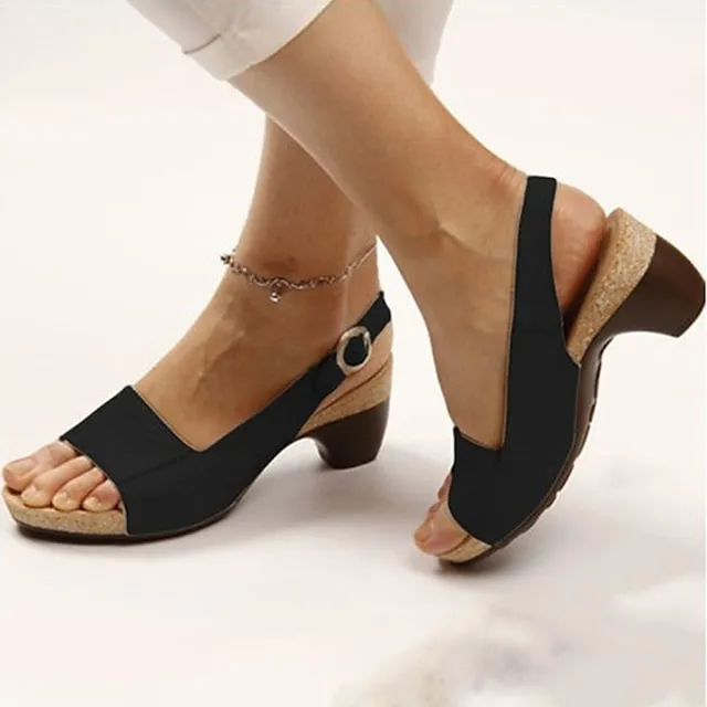 Women's Sandals Block Heel Sandals Comfort Shoes Ankle Strap Sandals Outdoor Daily Summer Low Heel Chunky Heel Slingback Heel Peep Toe Vintage Classic Casual PU Leather Faux Leather Buckle Color