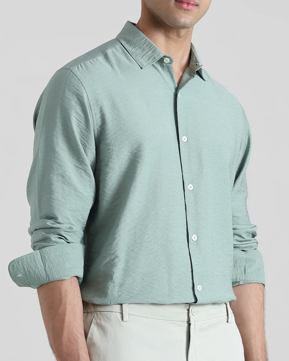 Leisure Simple Comfortable Slim-Fit Breathable Green Shirt