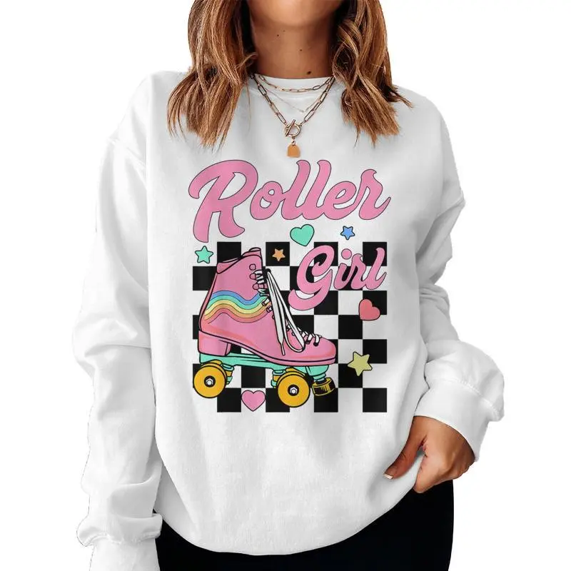 Roller Girl Retro Groovy Matching Roller Skating Skater Women Sweatshirt