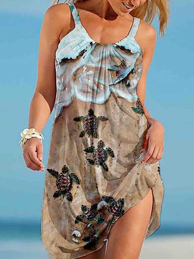 Turtle Print Slip Dress