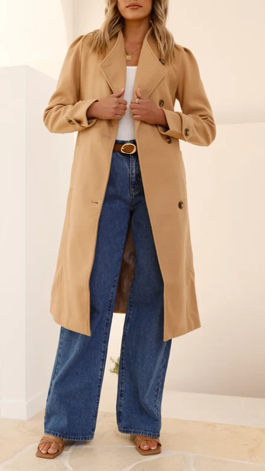 Elongated Button-Down Wool Jacket