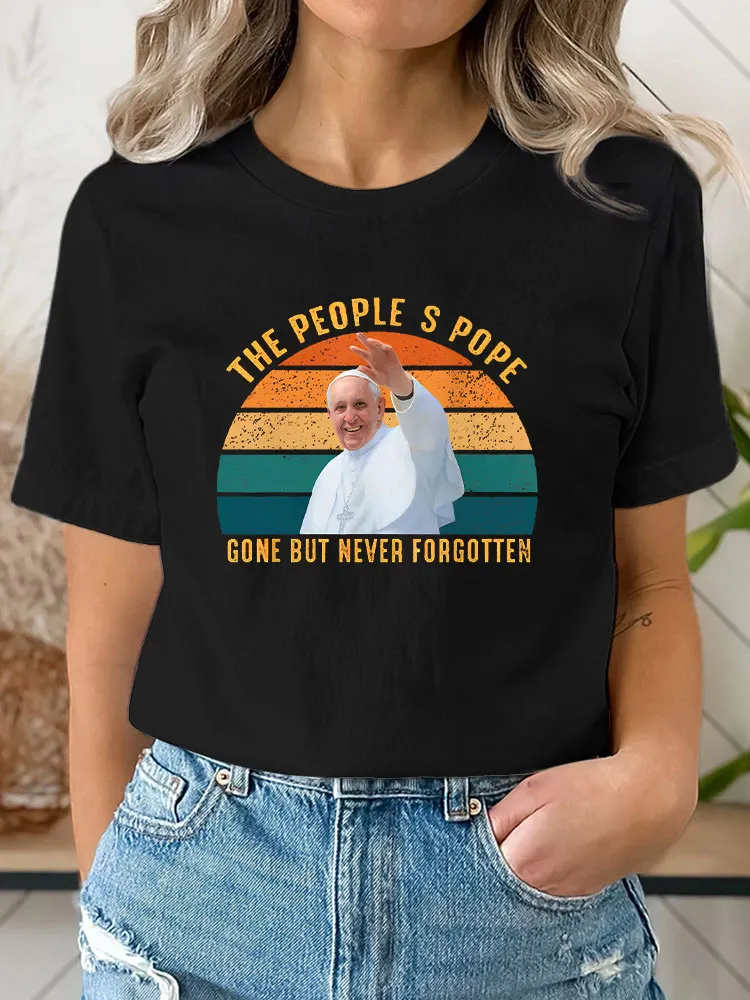 Women's The People Gone But Never Forgotten Print Short Sleeve Round Neck Cotton T-Shirt