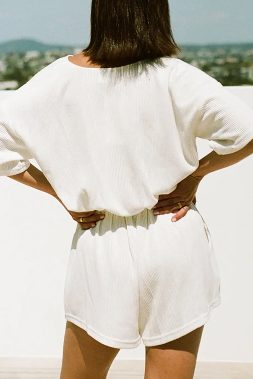 Loose Fit Button Up Short Romper