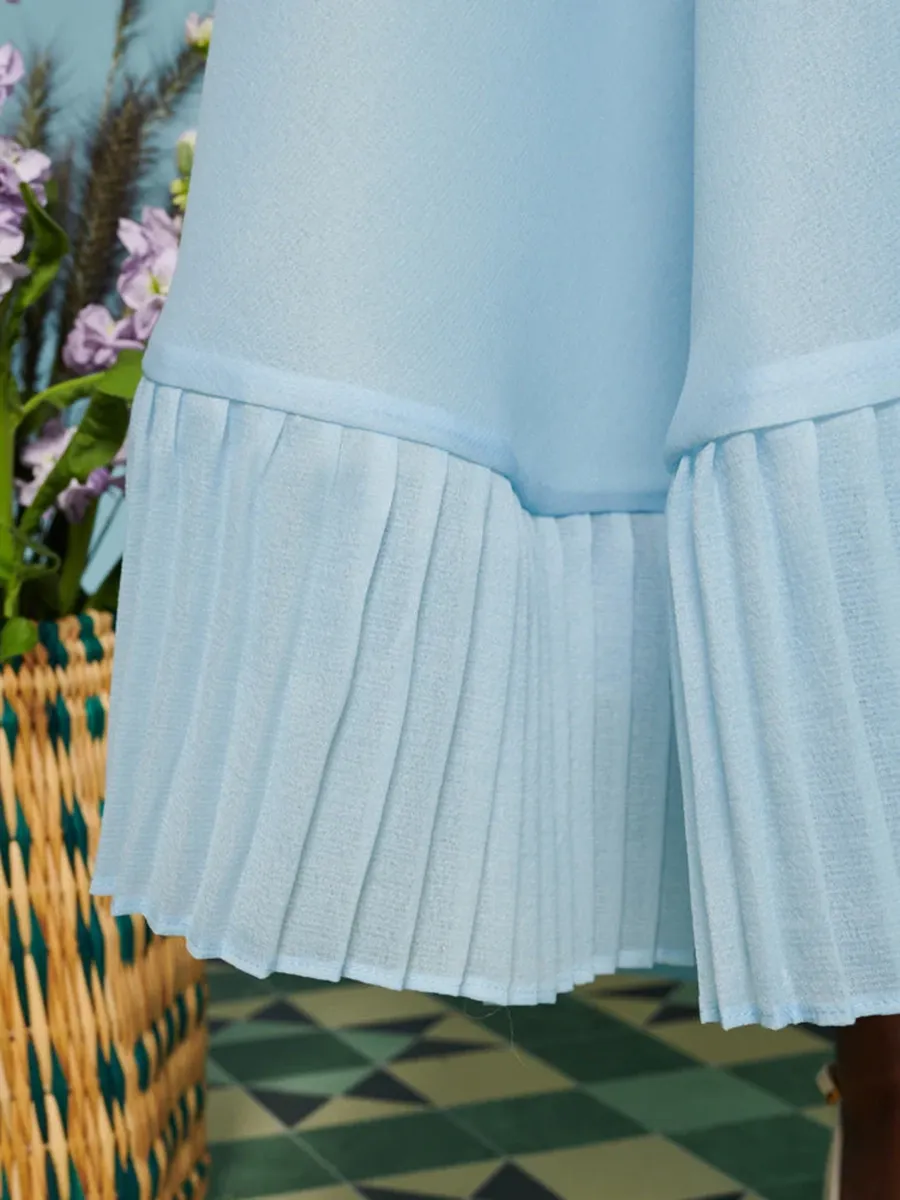 Casual Fig Pleat Midi Skirt