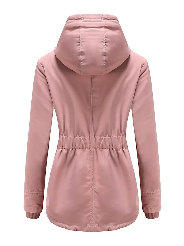 Women's Parka Street Fall Winter Puffer Jacket Long Coat Windproof Warm 3 in 1 Loose Casual Sports Jacket Long Sleeve Solid Color Zipper Purple Blushing Pink Waterpoof Daily Wear Down Parkas  Lined