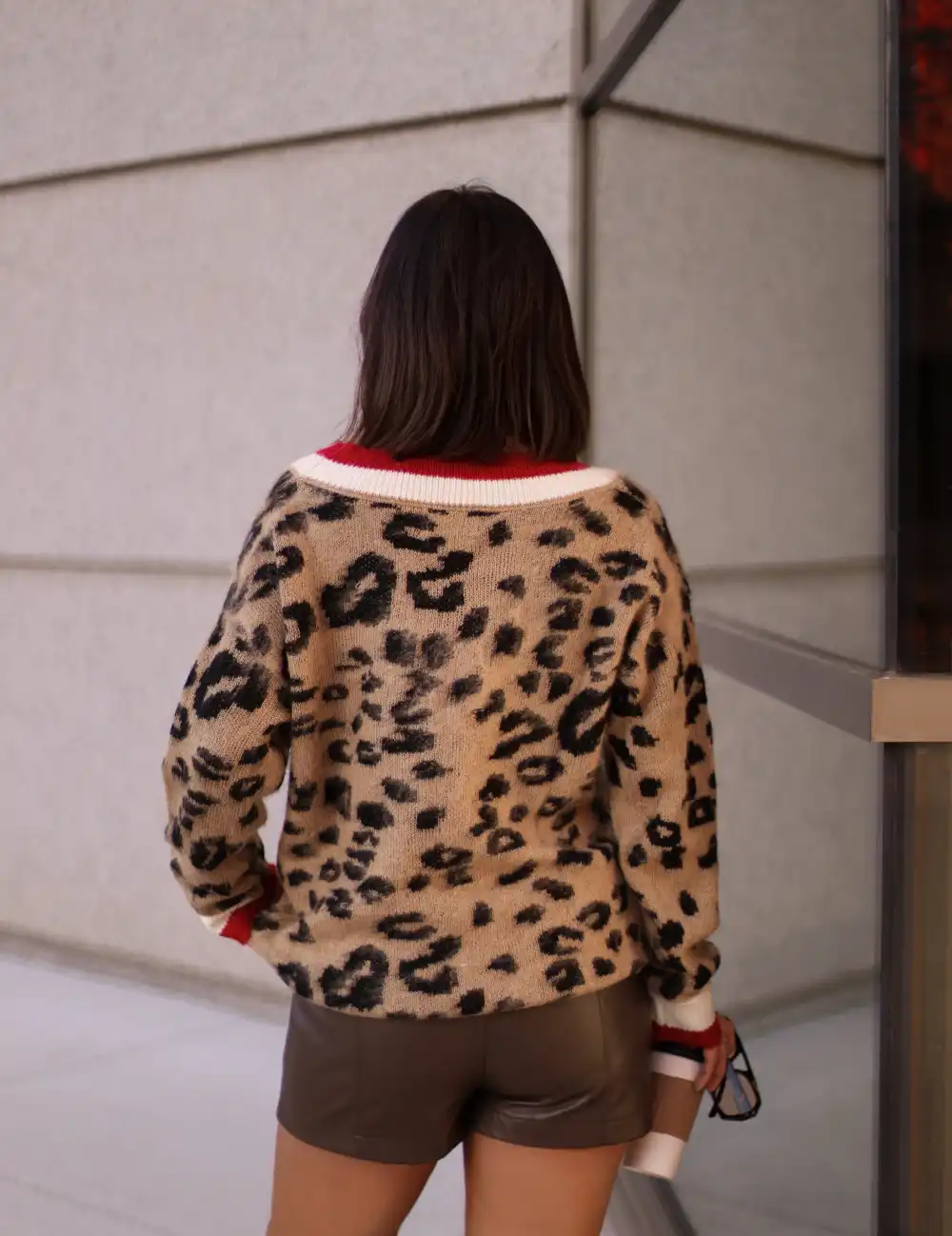 Leopard Brushed Varsity Sweater