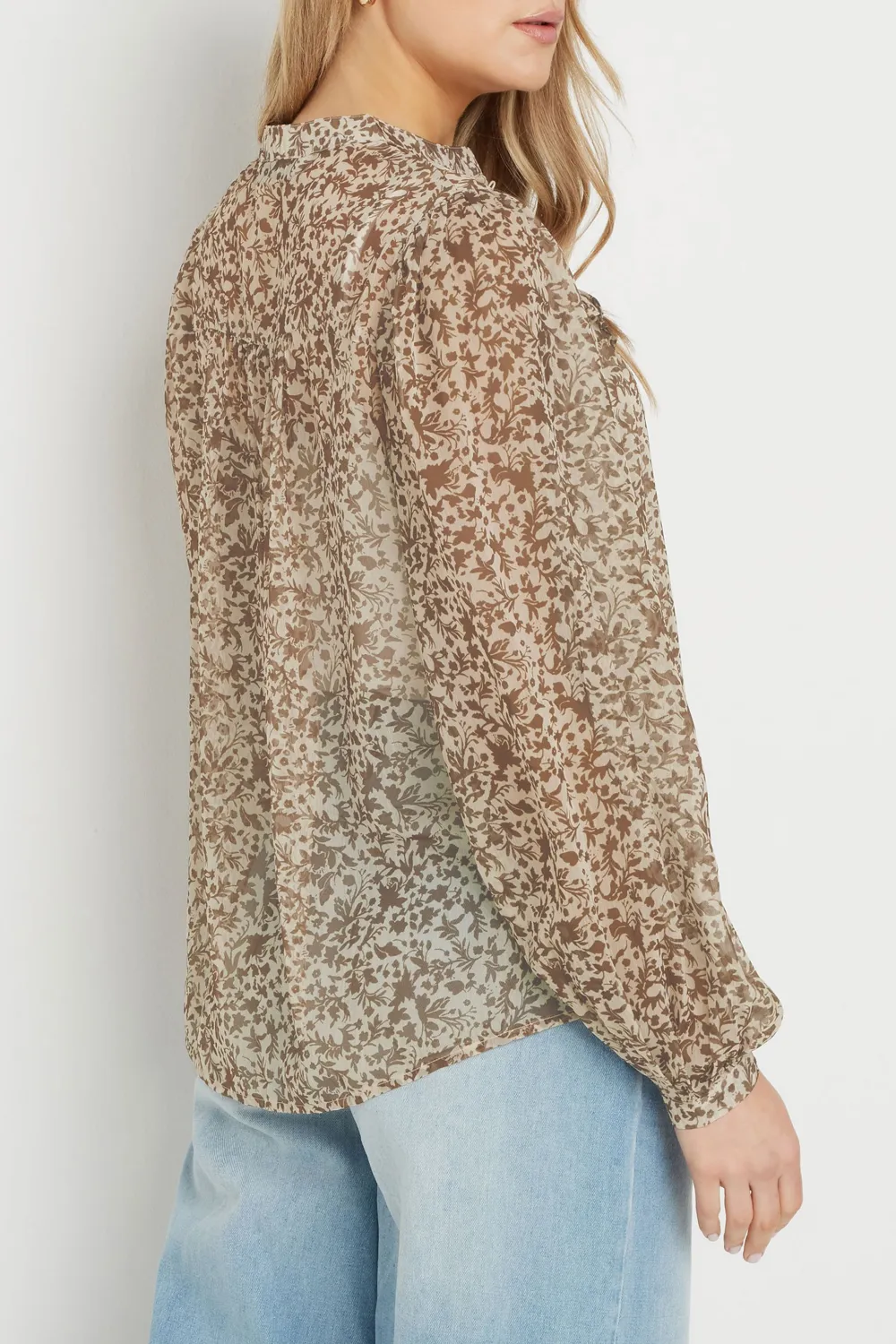 Flower Printed Semi Transparent Shirt