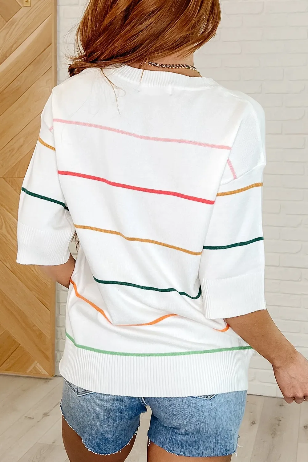 Daily Commute  White Crew Neck Sweater