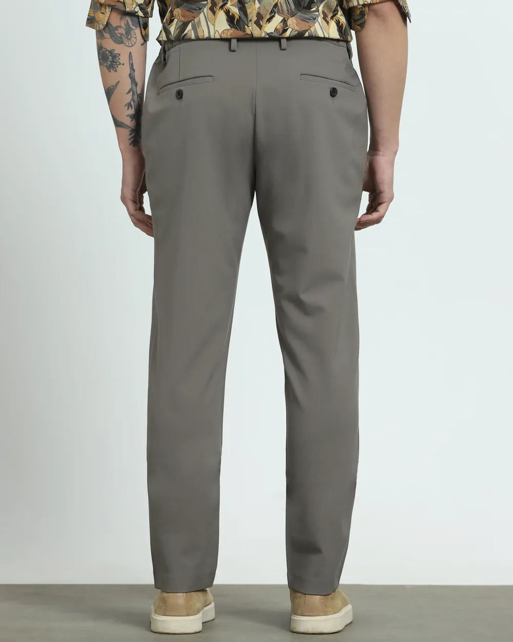 Classic Versatile Soft Slim-Fit Straight-Leg Stone Trousers