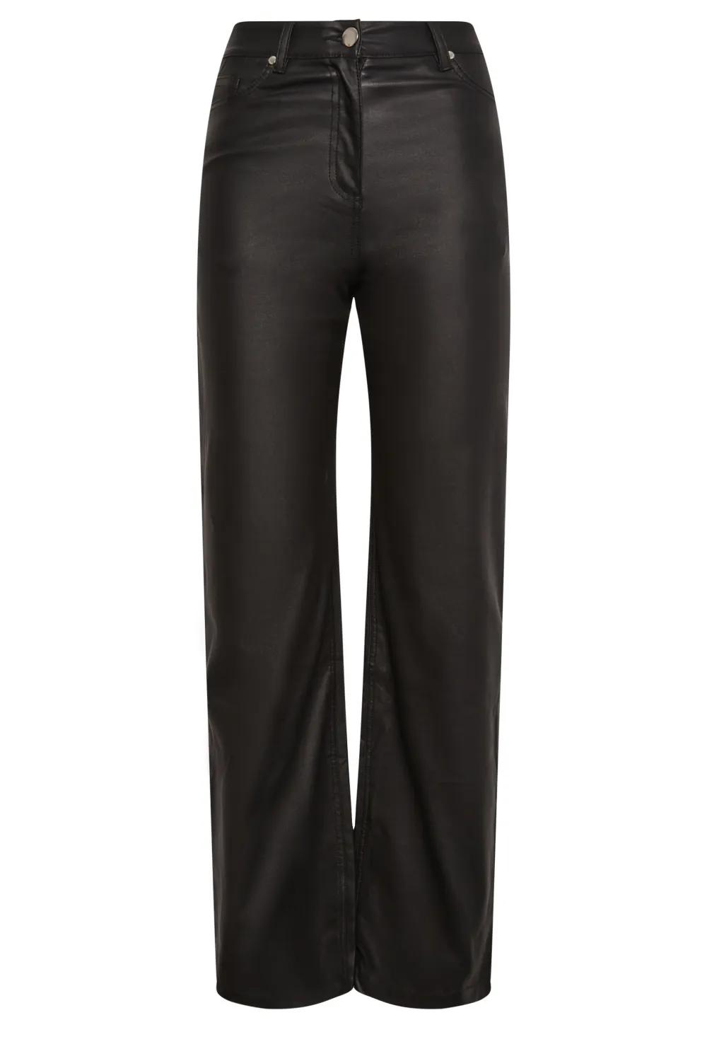 LTS Tall Black Faux Leather Wide Leg Trousers