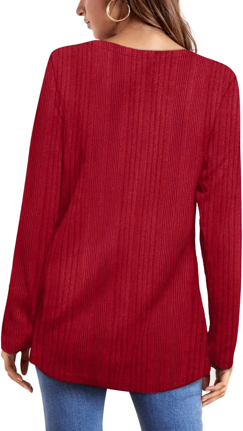 OFEEFAN Long Sleeve Shirts for Women Lightweight Crew Neck Casual Tunic Tops