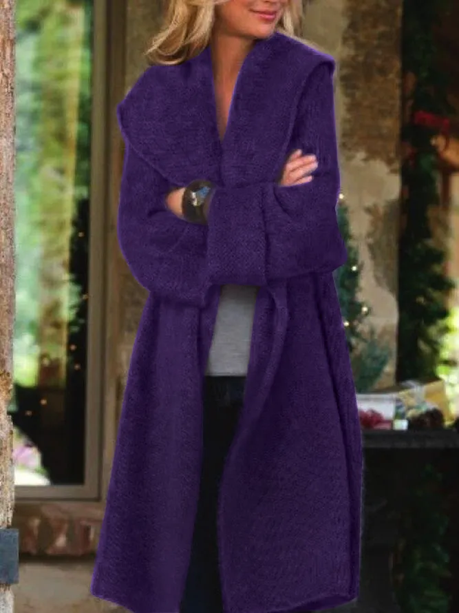 Solid color casual mid-length women's coat