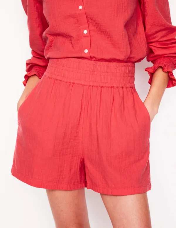 Smocked Double Cloth Shorts
