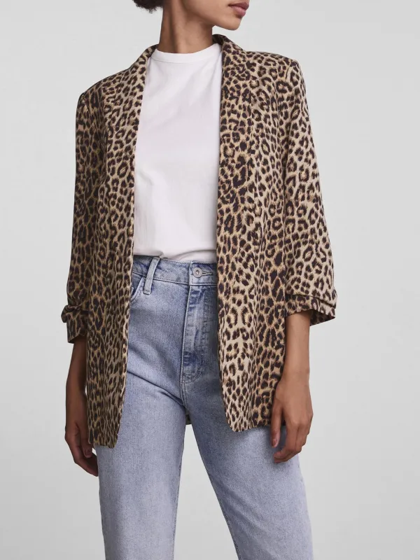 Animal Leopard Print Loose Wrinkle Sleeve Work Jacket