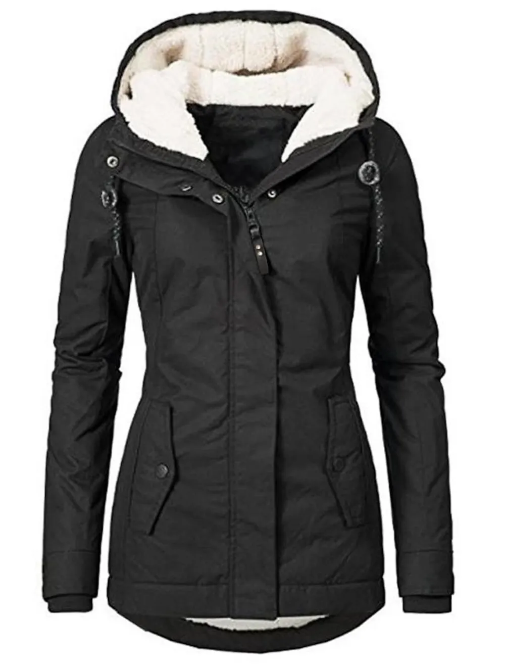 Women's waterproof parka fleece jacket