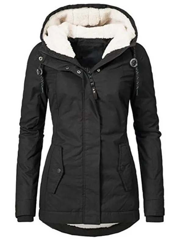 Women's waterproof parka fleece jacket