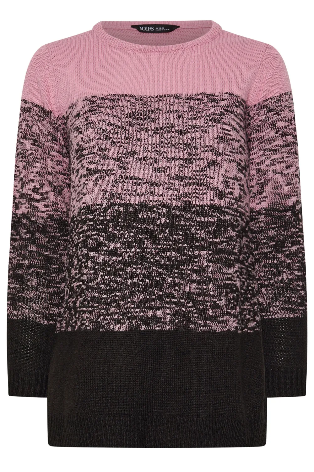 YOURS Curve Pink Colourblock Stripe Knitted Jumper