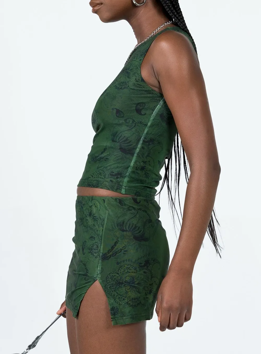 Green Tie Dye Sleeveless Crop Top