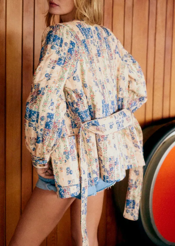 Quilted Printed Long-Sleeved Jacket