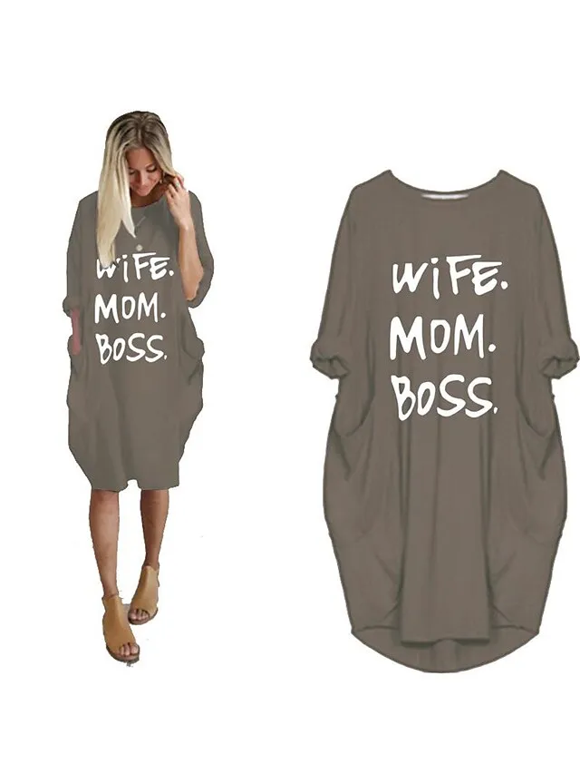 Women's Pajamas Loungewear Nightgown Sleepwear Letter Fashion Simple Basic Home Daily Mother's Day Polyester Pullover Summer Spring claret Orange red