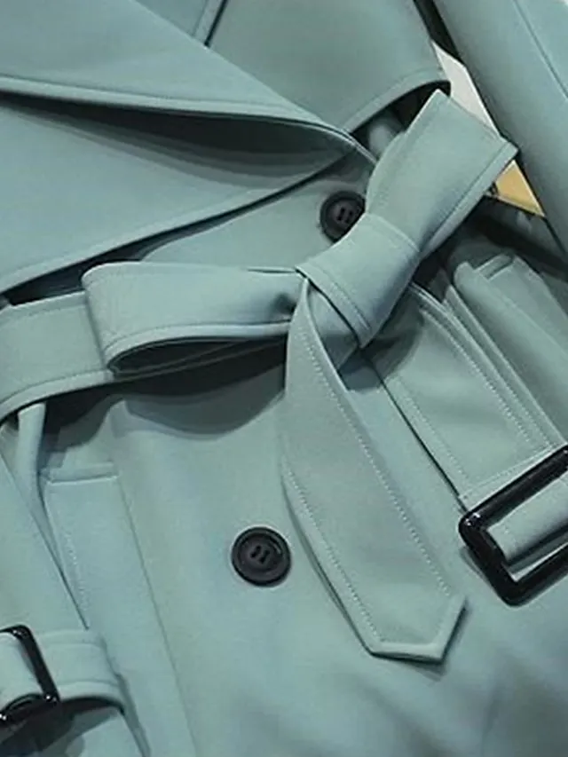 Women's Trench Coat Long Over Coat Fall Winter Coat with Belt Elegant Stylish Simple Minimalist Jacket Long Sleeve Bean Green Black khaki