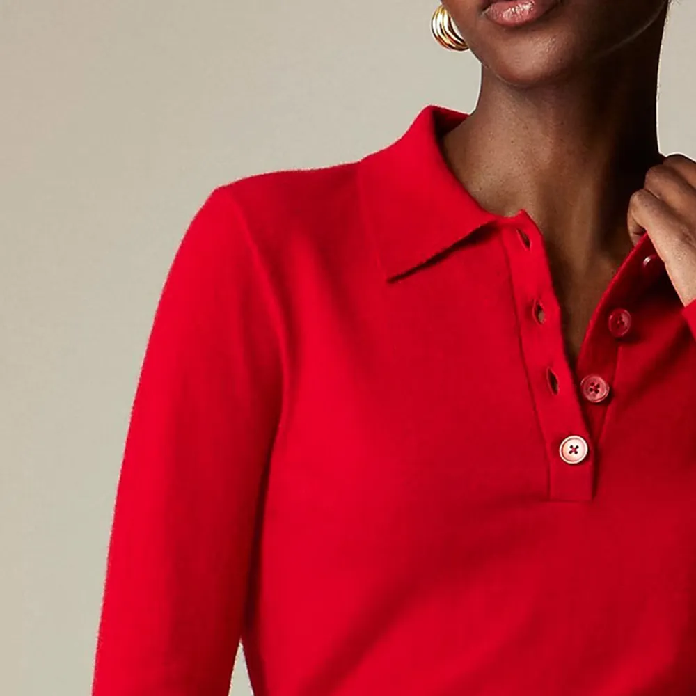 Cashmere-Blend Long-Sleeve Polo Sweaters